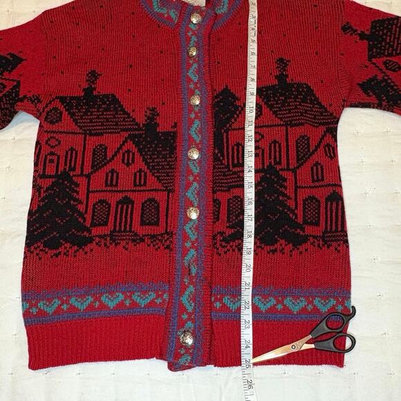Vintage Alps Wool Cardigan Sweater Women's M | Red Nordic Christmas Preppy - Picture 7 of 11
